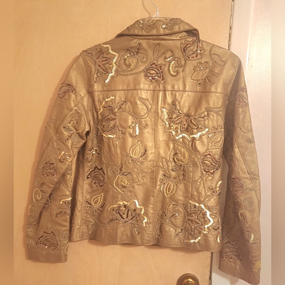 Chicos bronze color leather jacket size 0 - Picture 2 of 6